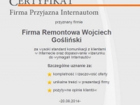 Wojciech-Goslinski-opinie-firma-remontowa-certyfikat-firma-przyjazna-internautom