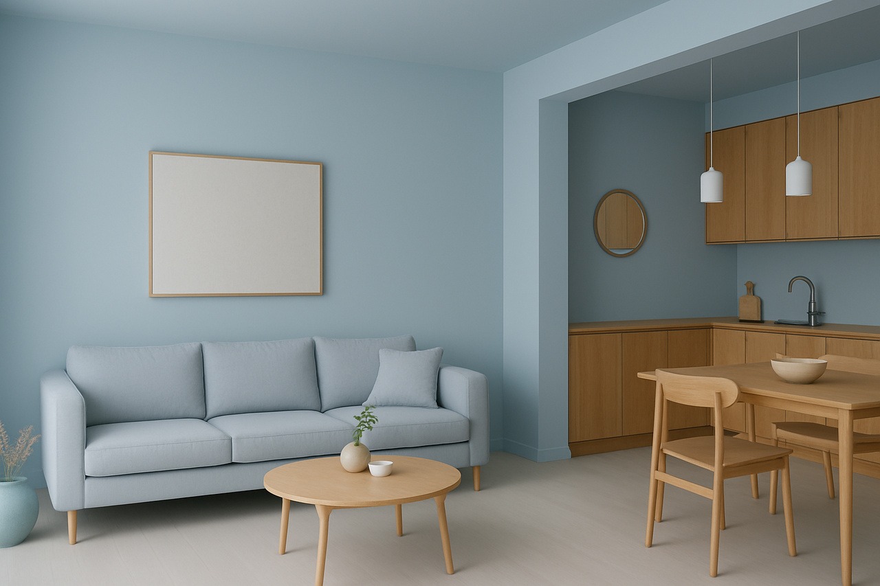 Sufit i ściany w tym samym kolorze, to dobre rozwiązanie na wnętrza o nieregularnych kształtach.